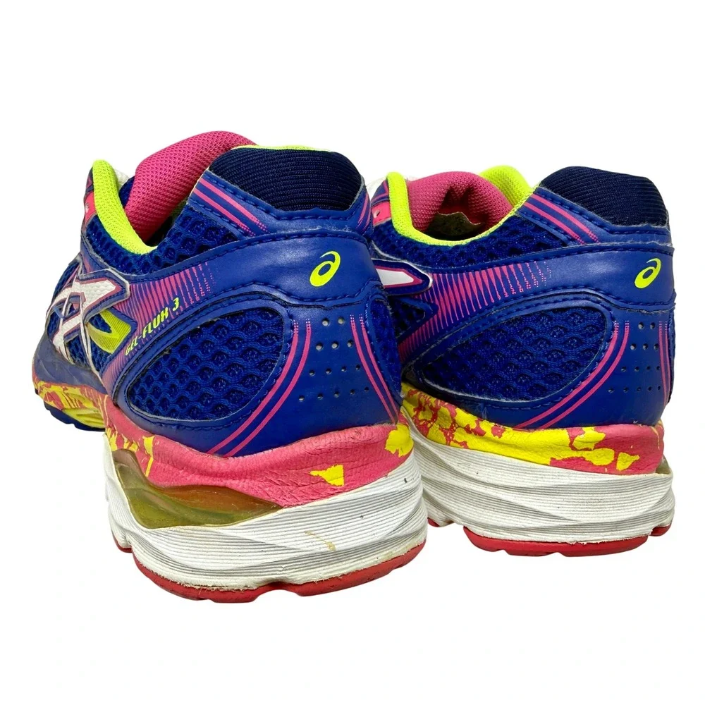 Asics Gel-Flux 3 Running Shoes Navy Pink Yellow Splatter T664Q Women's Size 8